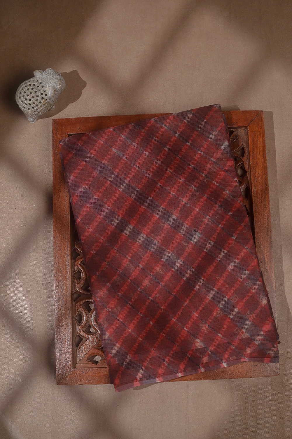 Shade of Maroon Leheriya Kota Cotton saree