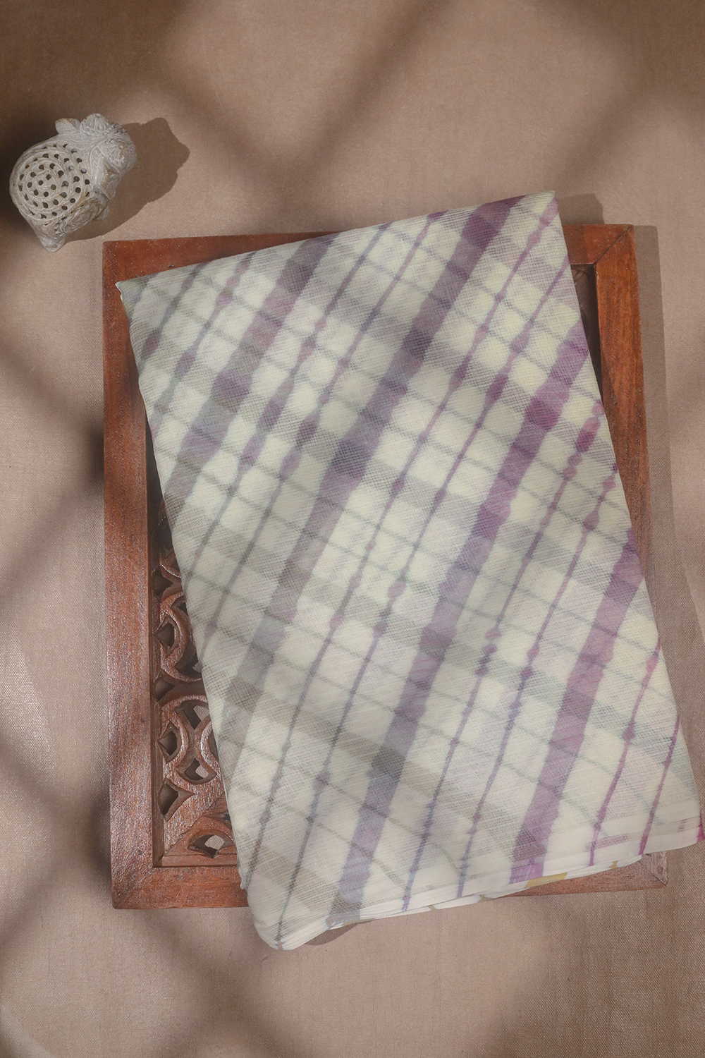 Soft Cream Leheriya Kota Cotton saree