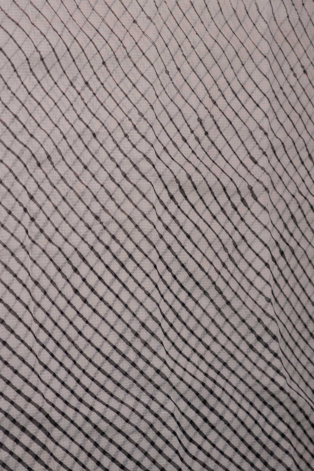 Cream with Black Lines Leheriya Kota Cotton Fabric - Image 4
