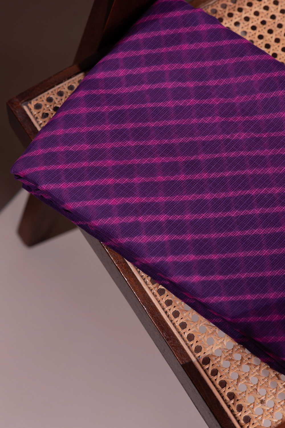 Pink Lines on Purple Leheriya Kota Cotton Fabric