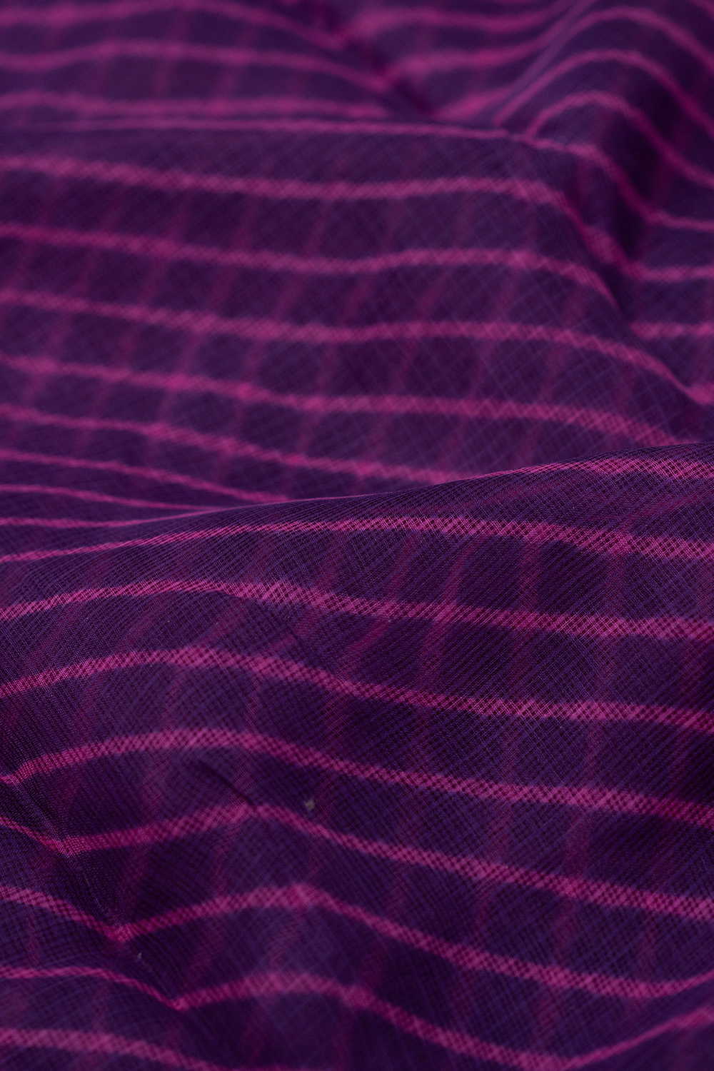 Pink Lines on Purple Leheriya Kota Cotton Fabric - Image 3