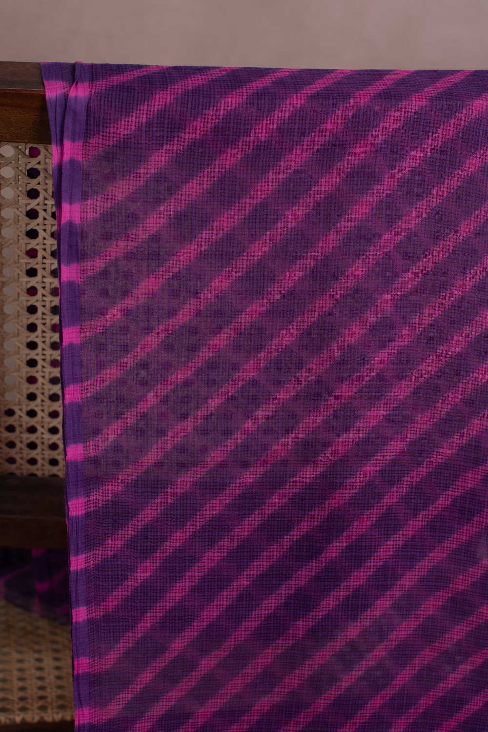 Pink Lines on Purple Leheriya Kota Cotton Fabric - Image 5