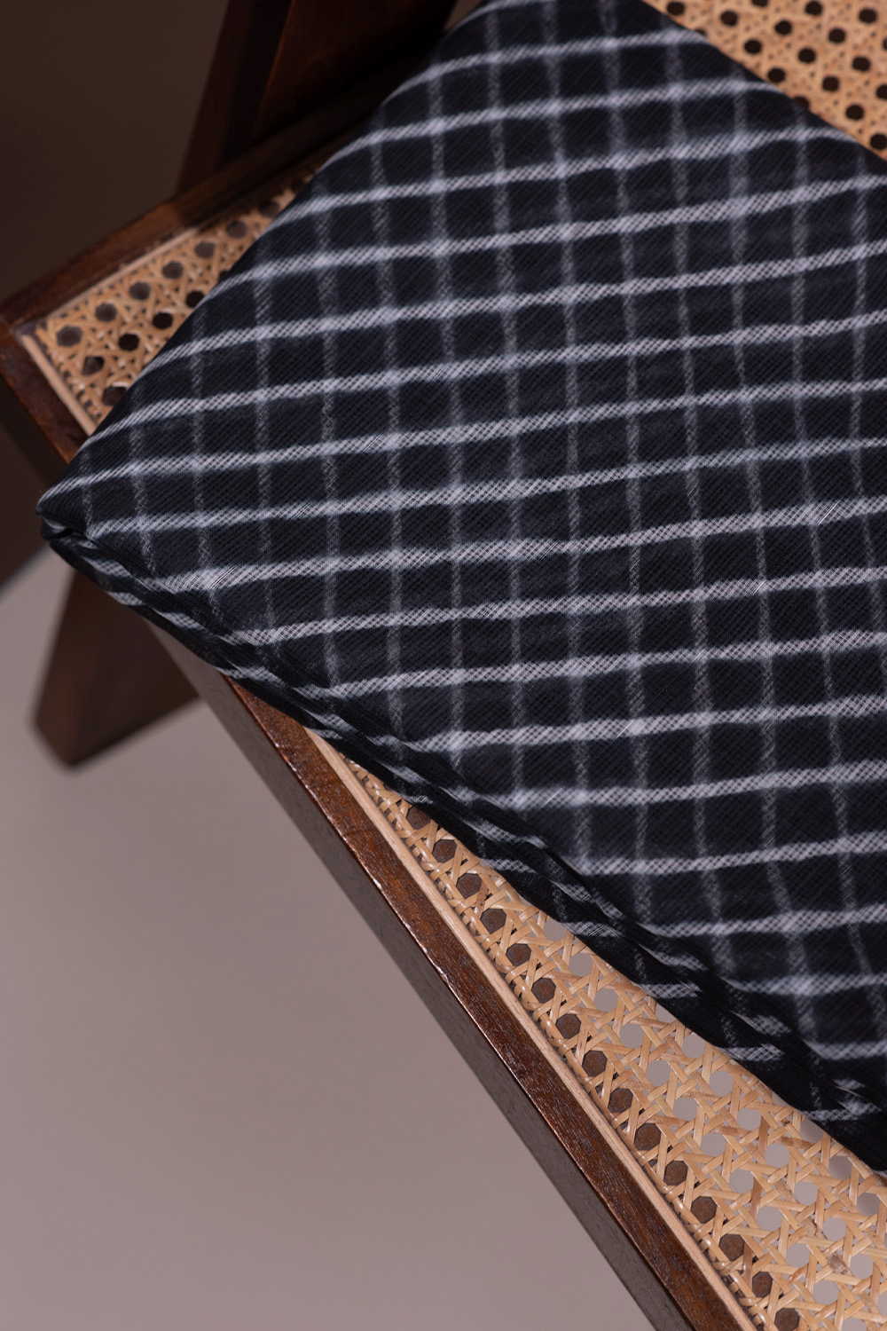 Black Leheriya Kota Cotton Fabric