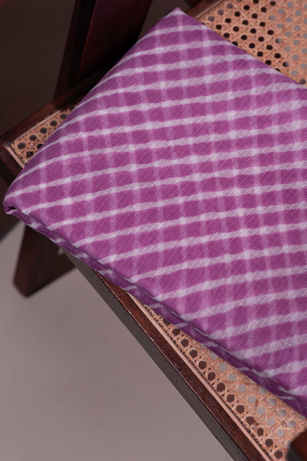 Cream Lines - Pink Leheriya Kota Cotton Fabric