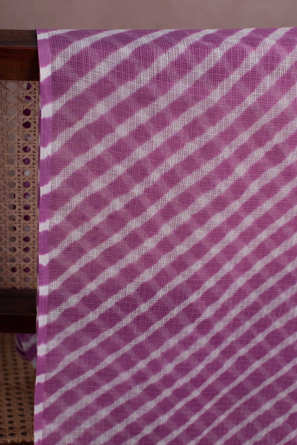 Cream Lines - Pink Leheriya Kota Cotton Fabric - Image 5