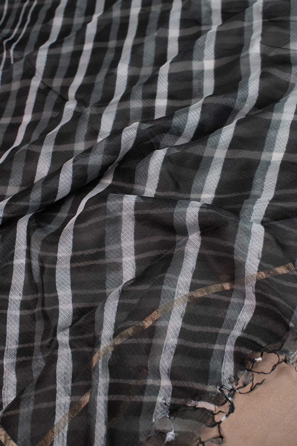 Black - Leheriya Kota Silk Dupatta