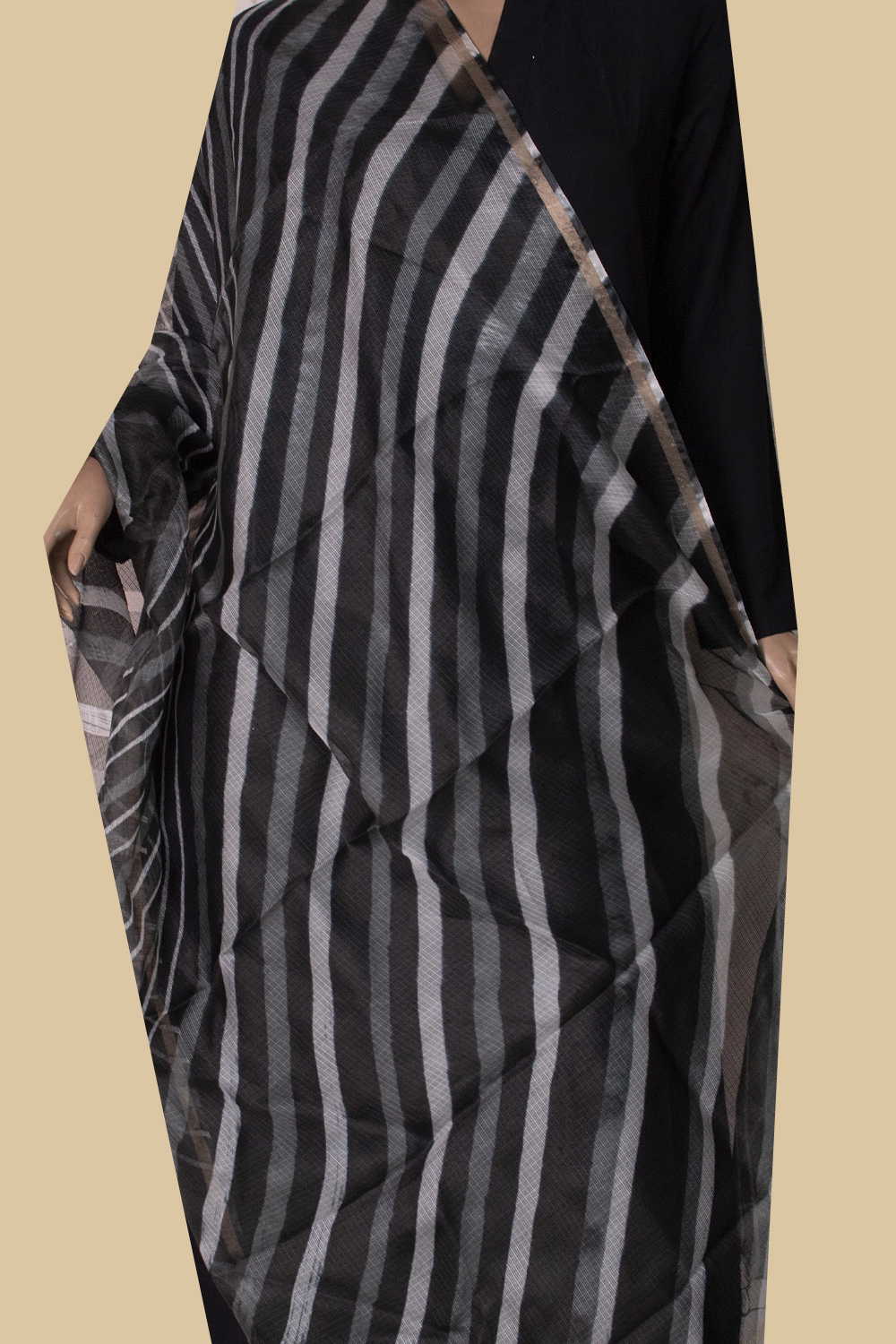 Black - Leheriya Kota Silk Dupatta - Image 2