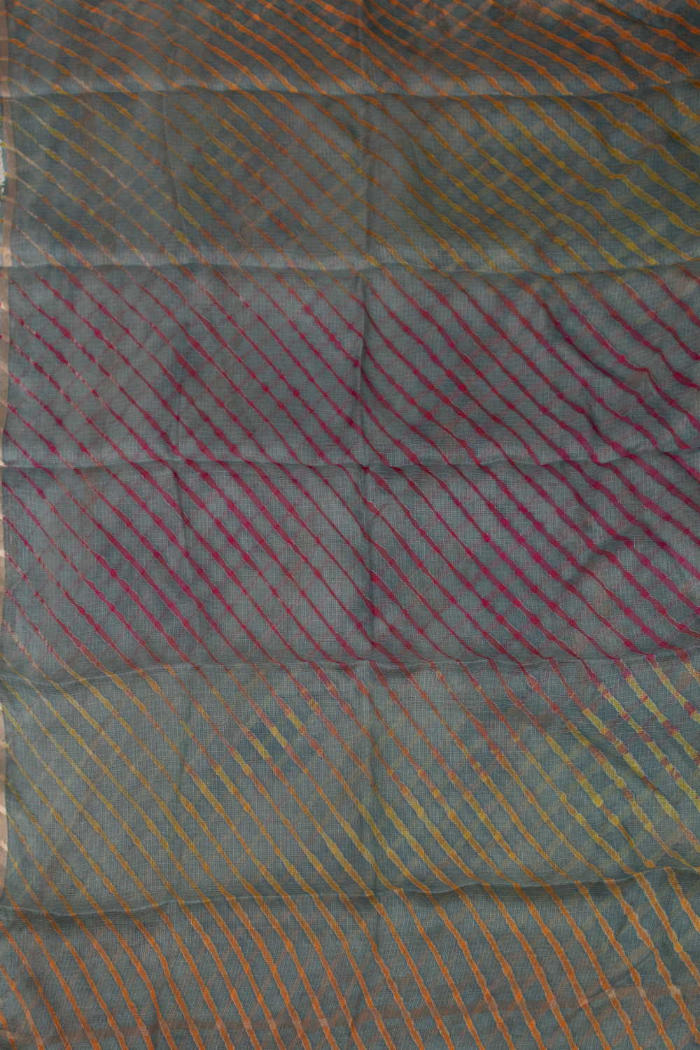 Grey with Multi Lines - Leheriya Kota Silk Dupatta - Image 3