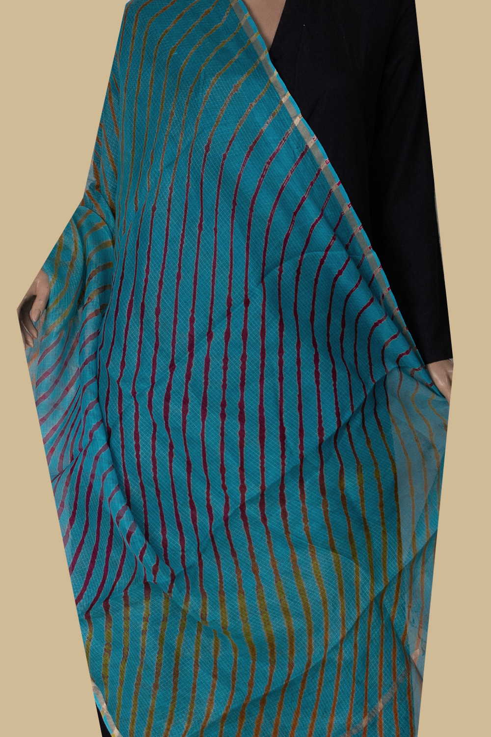 Blue Leheriya Kota Silk Dupatta - Image 2