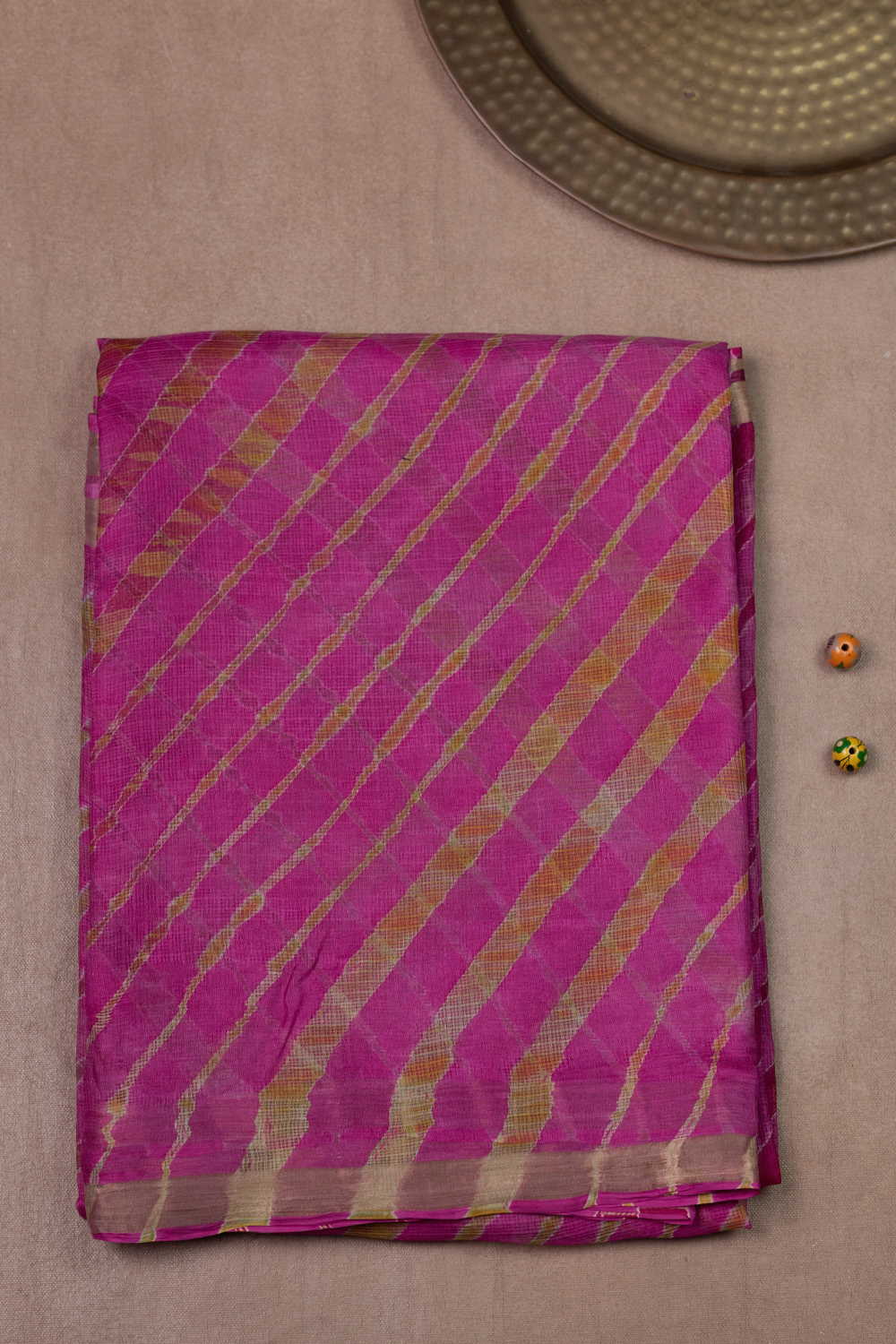 Dark Pink Leheriya Kota Silk saree