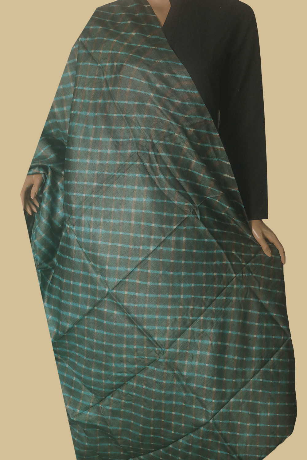 Mehandi Green Leheriya Tussar Silk Dupatta