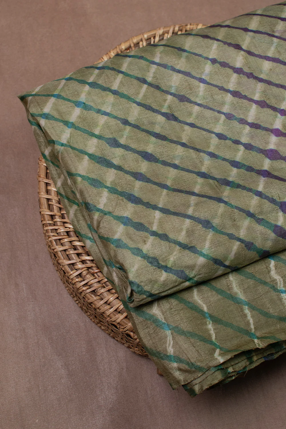 Green Leheriya Tussar Fabric