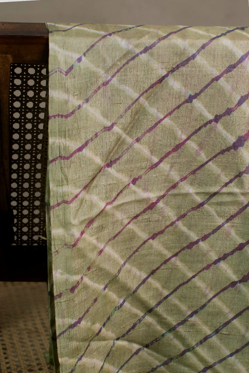 Green Leheriya Tussar Fabric - Image 2