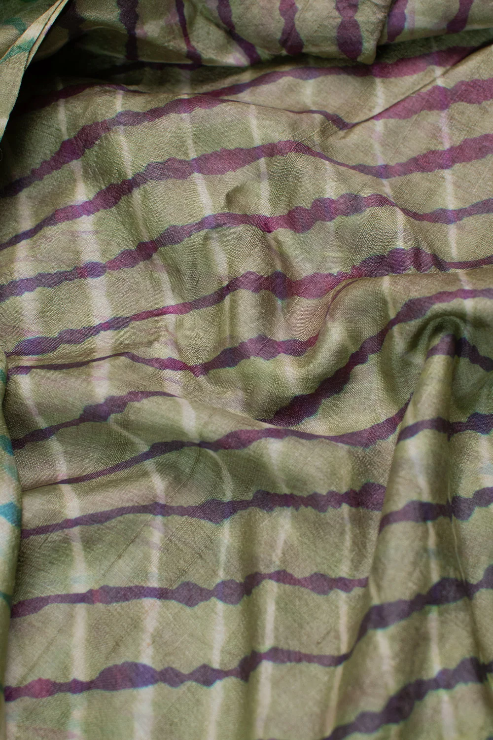 Green Leheriya Tussar Fabric - Image 3