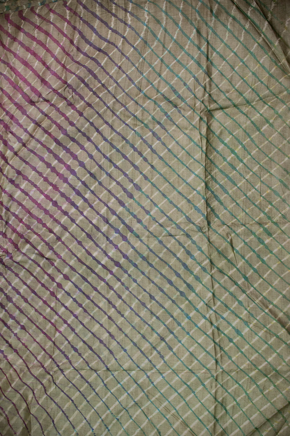 Green Leheriya Tussar Fabric - Image 4