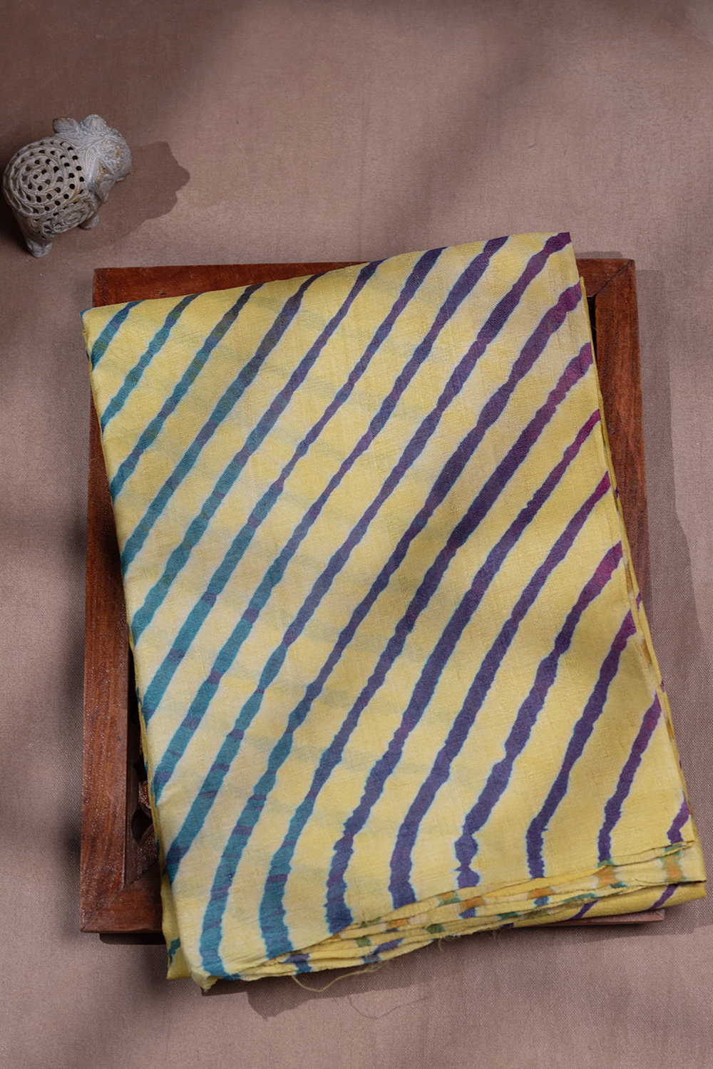 Multi Stripes - Yellow Leheriya Tussar saree
