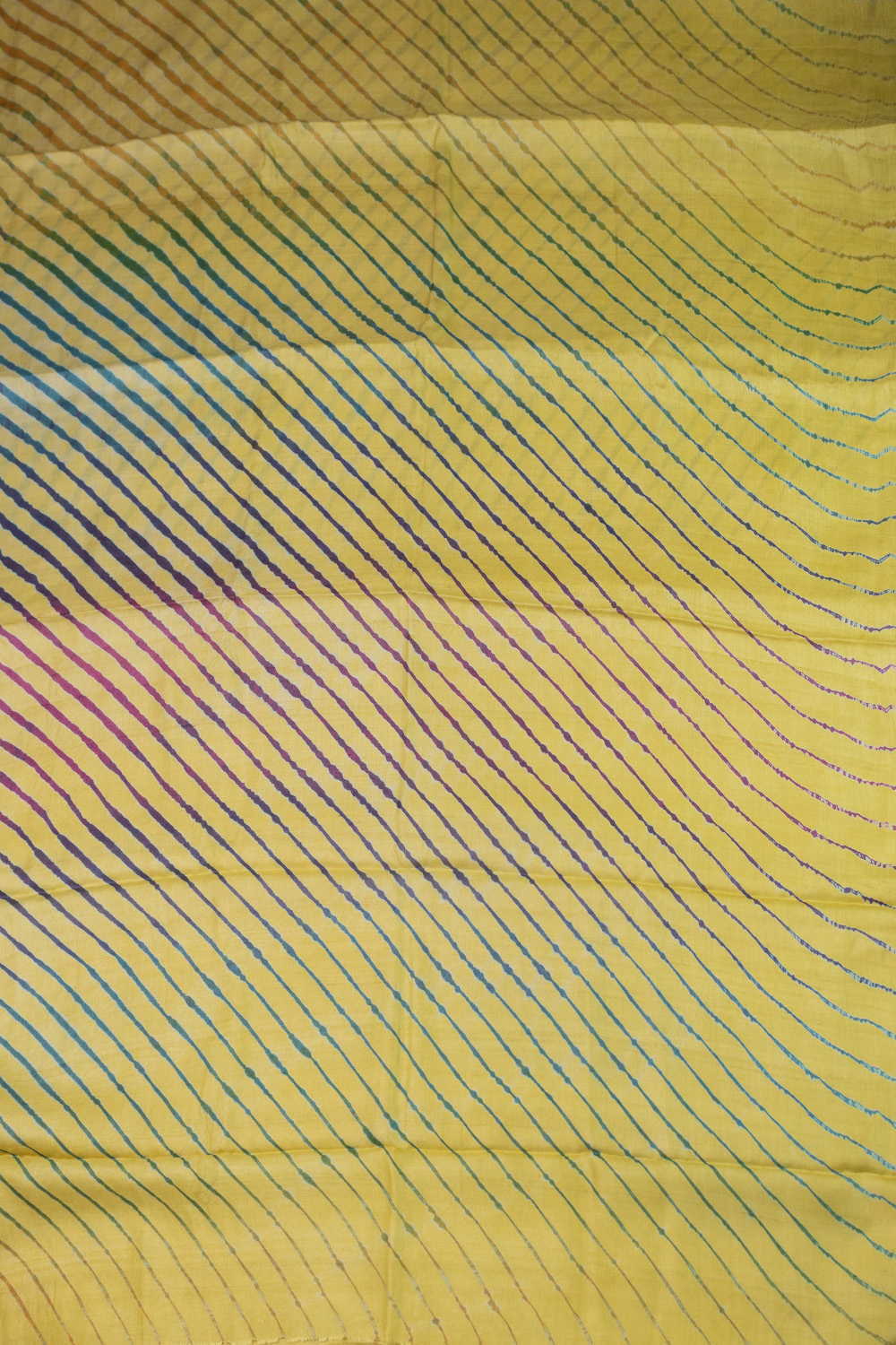 Multi Stripes - Yellow Leheriya Tussar saree - Image 2