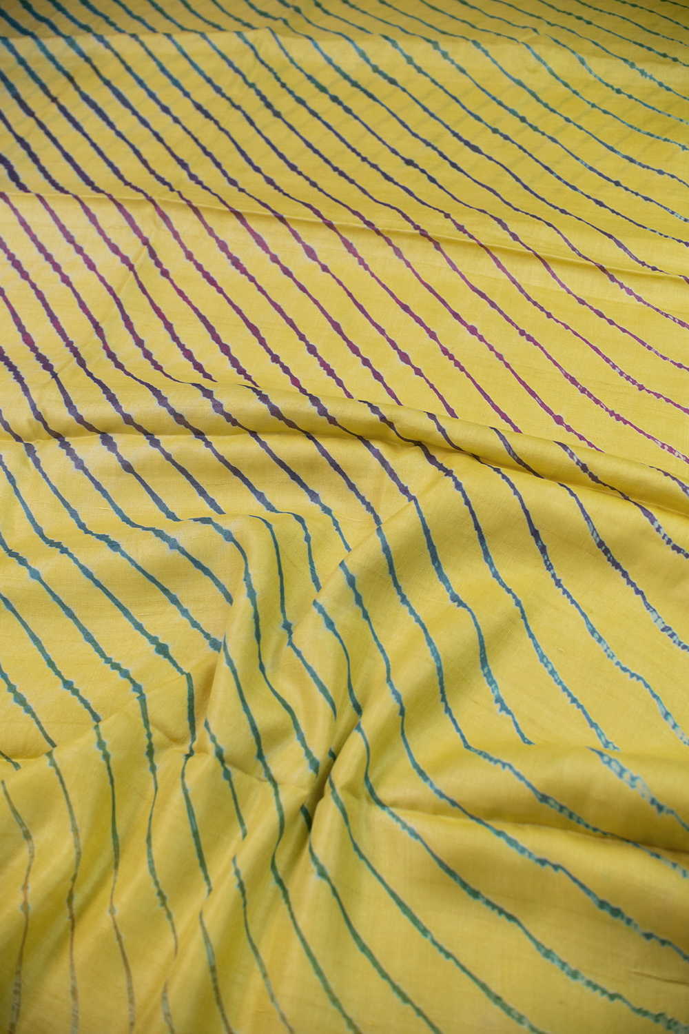 Multi Stripes - Yellow Leheriya Tussar saree - Image 3