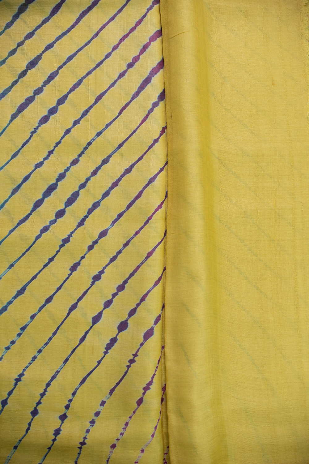 Multi Stripes - Yellow Leheriya Tussar saree - Image 4