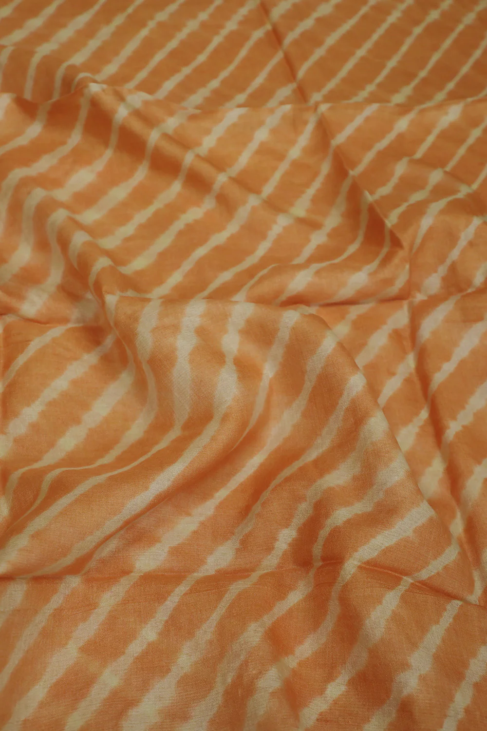 Yellowish Orange Tussar Silk Leheriya Dupatta - Image 3
