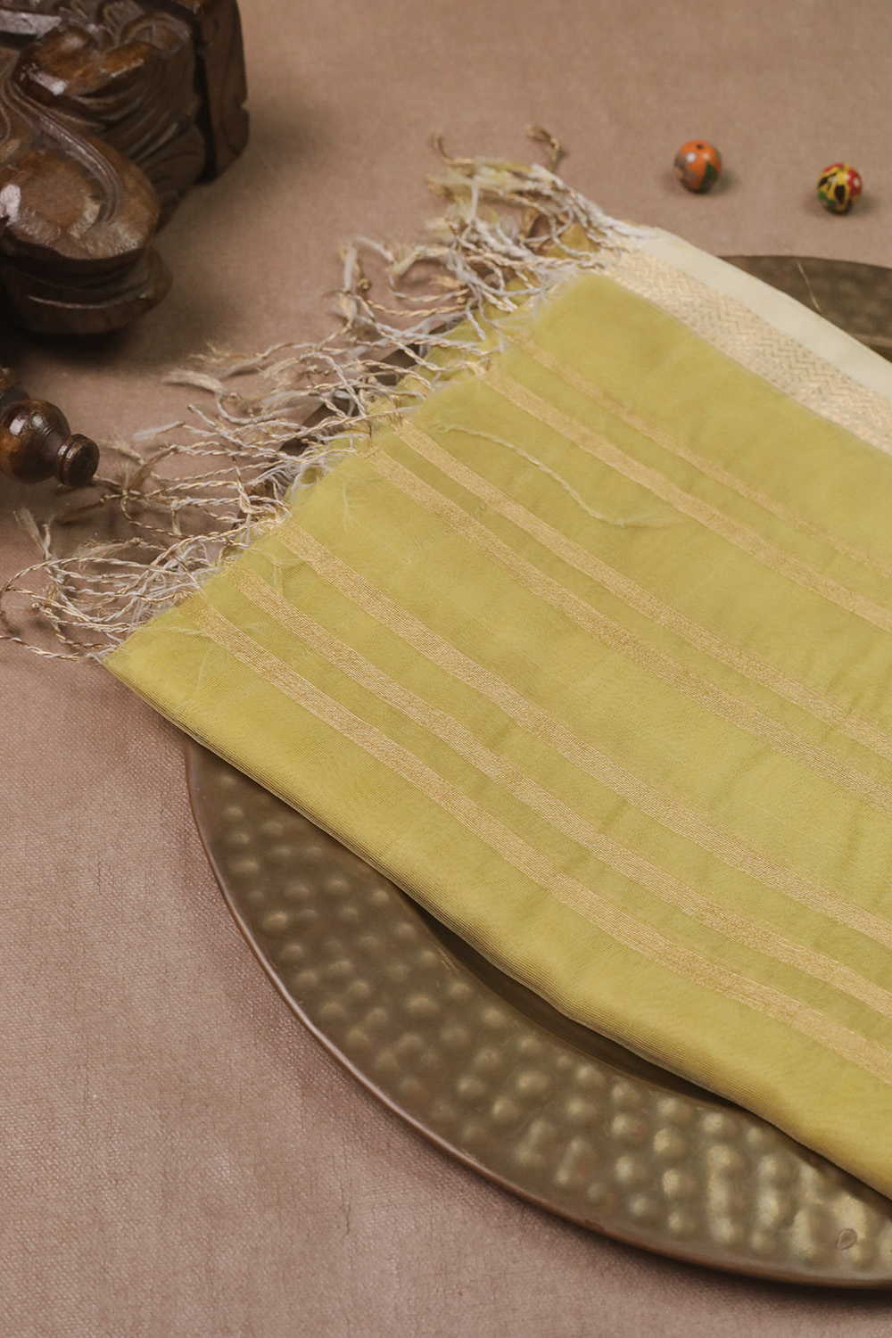 Shimmer Green Maheshwari Tissue Silk Cotton Dupatta