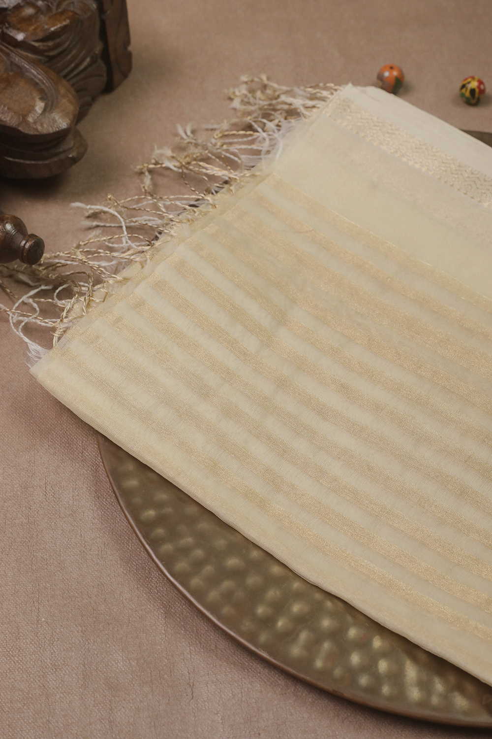 Zari Stripe Maheshwari Tissue Dupatta