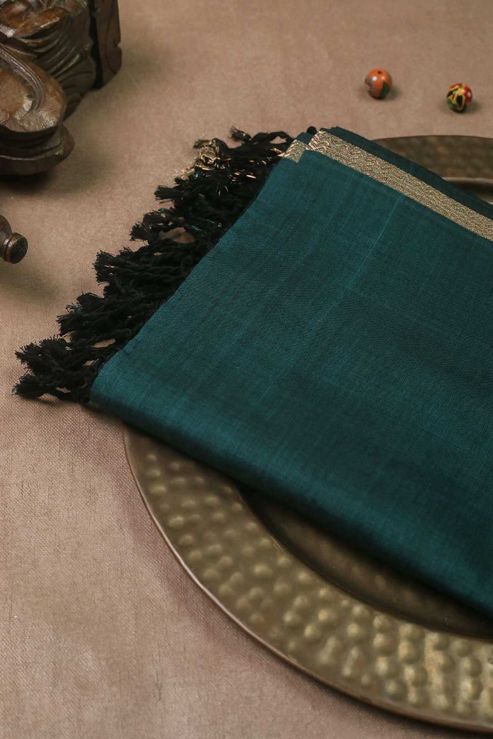 Blackish Green Maheshwari Mercerised Cotton Dupatta