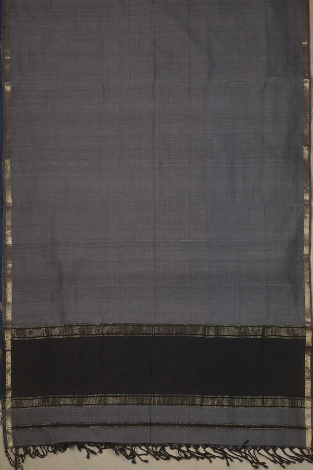 Slate Grey Maheshwari Mercerised Cotton Dupatta - Image 3