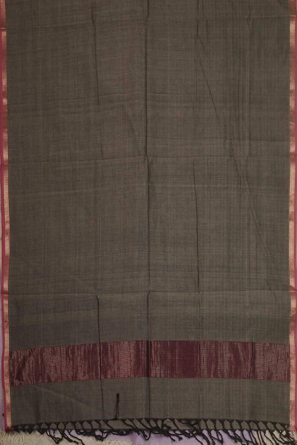 Dark Seal Grey Maheshwari Mercerised Cotton Dupatta - Image 3