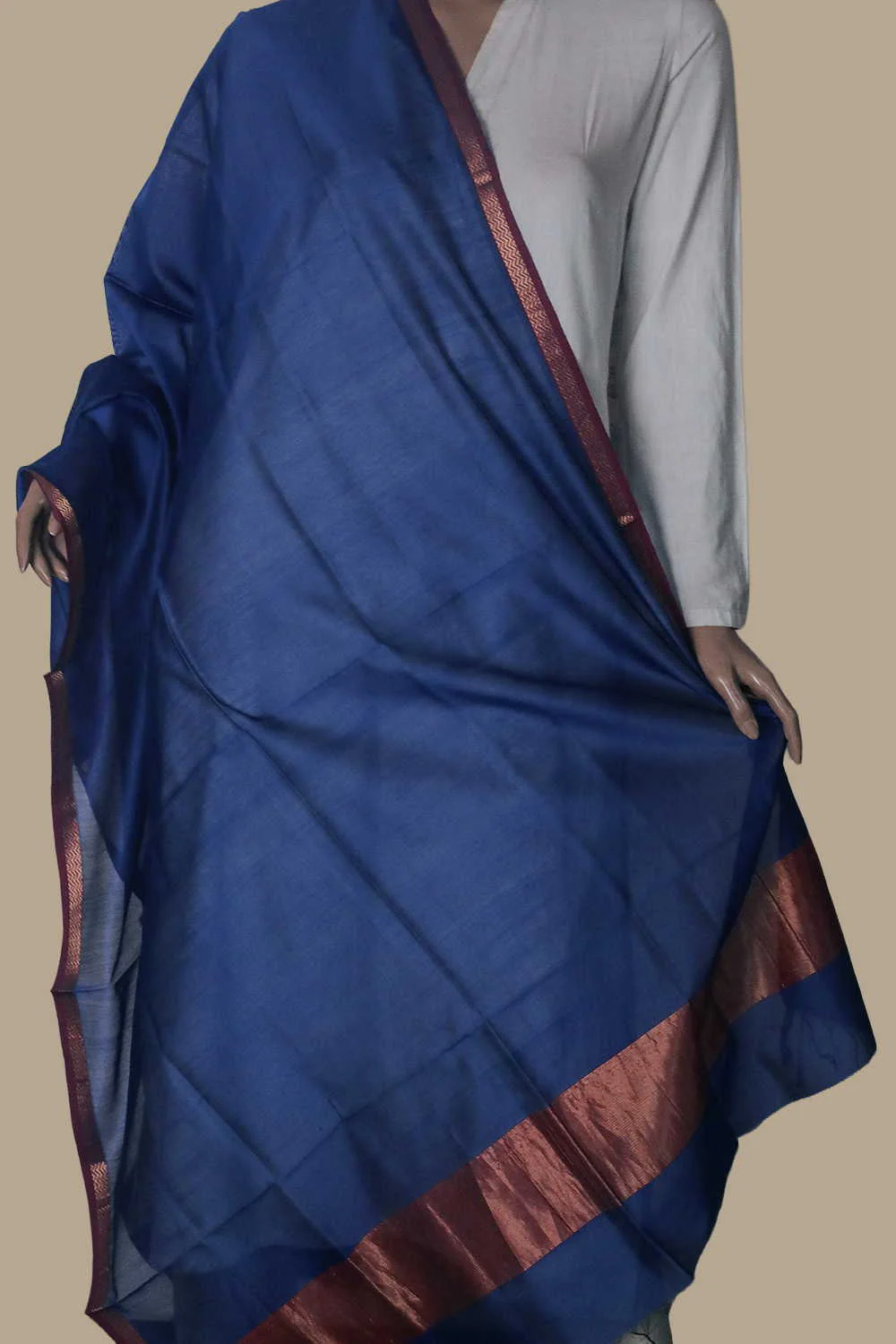Pleasant Blue Maheshwari Silk Cotton Dupatta - Image 2