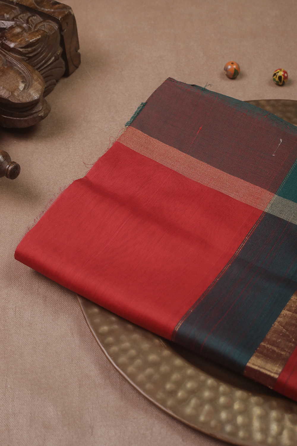 Candy Red Maheshwari Silk Cotton Dupatta