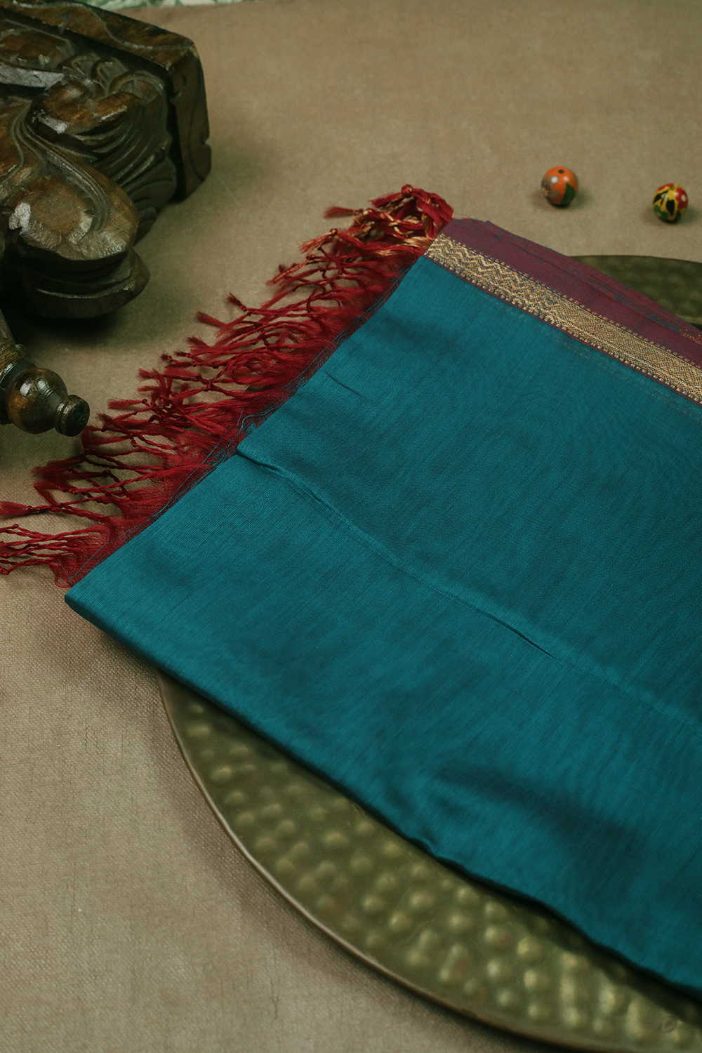 Shade of Blue Maheshwari Silk Cotton Dupatta - Image 2