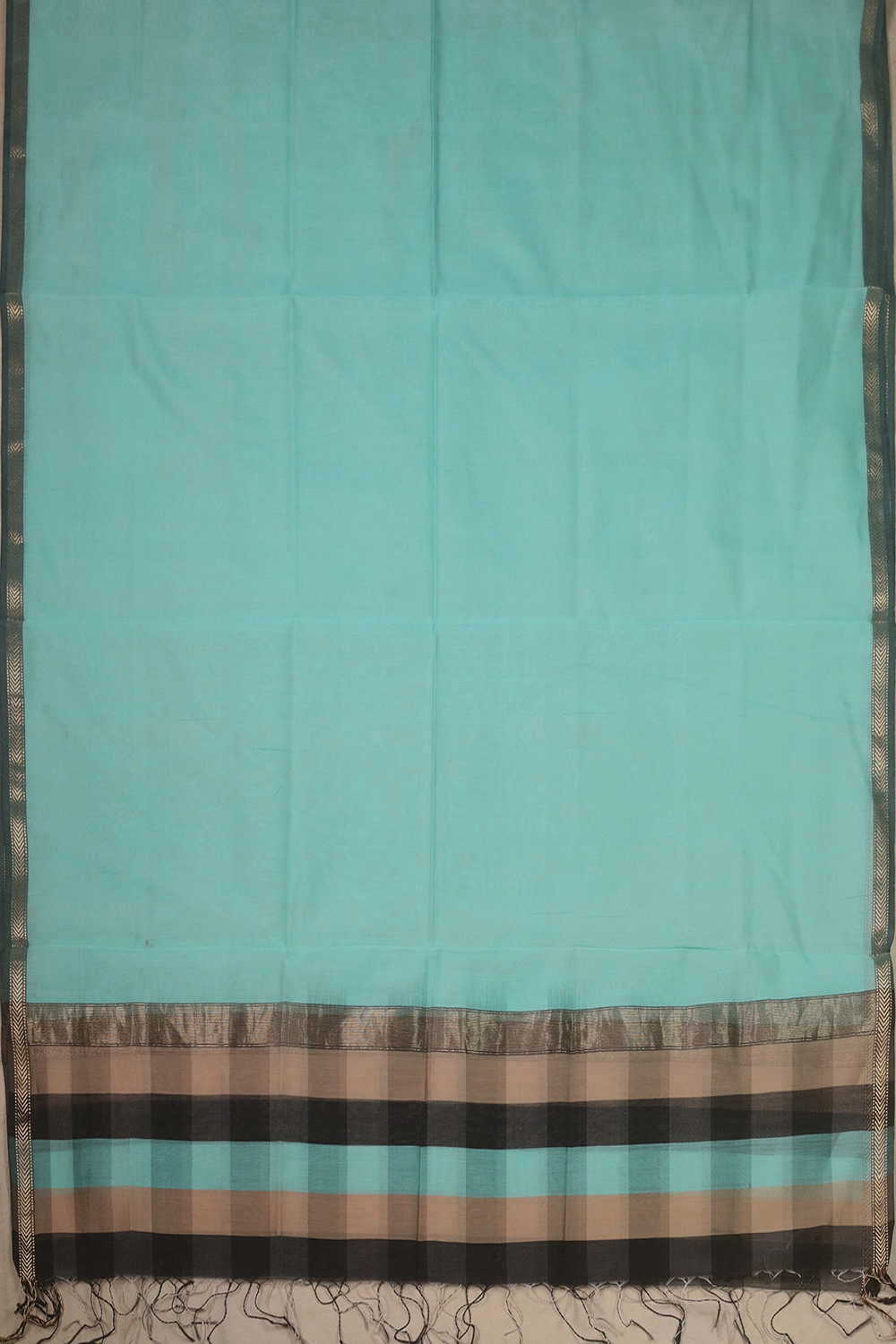 Turquoise Green Maheshwari Silk Cotton Dupatta - Image 3