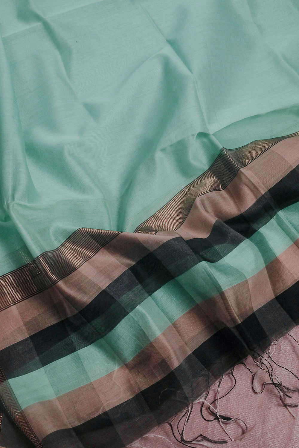 Turquoise Green Maheshwari Silk Cotton Dupatta - Image 4