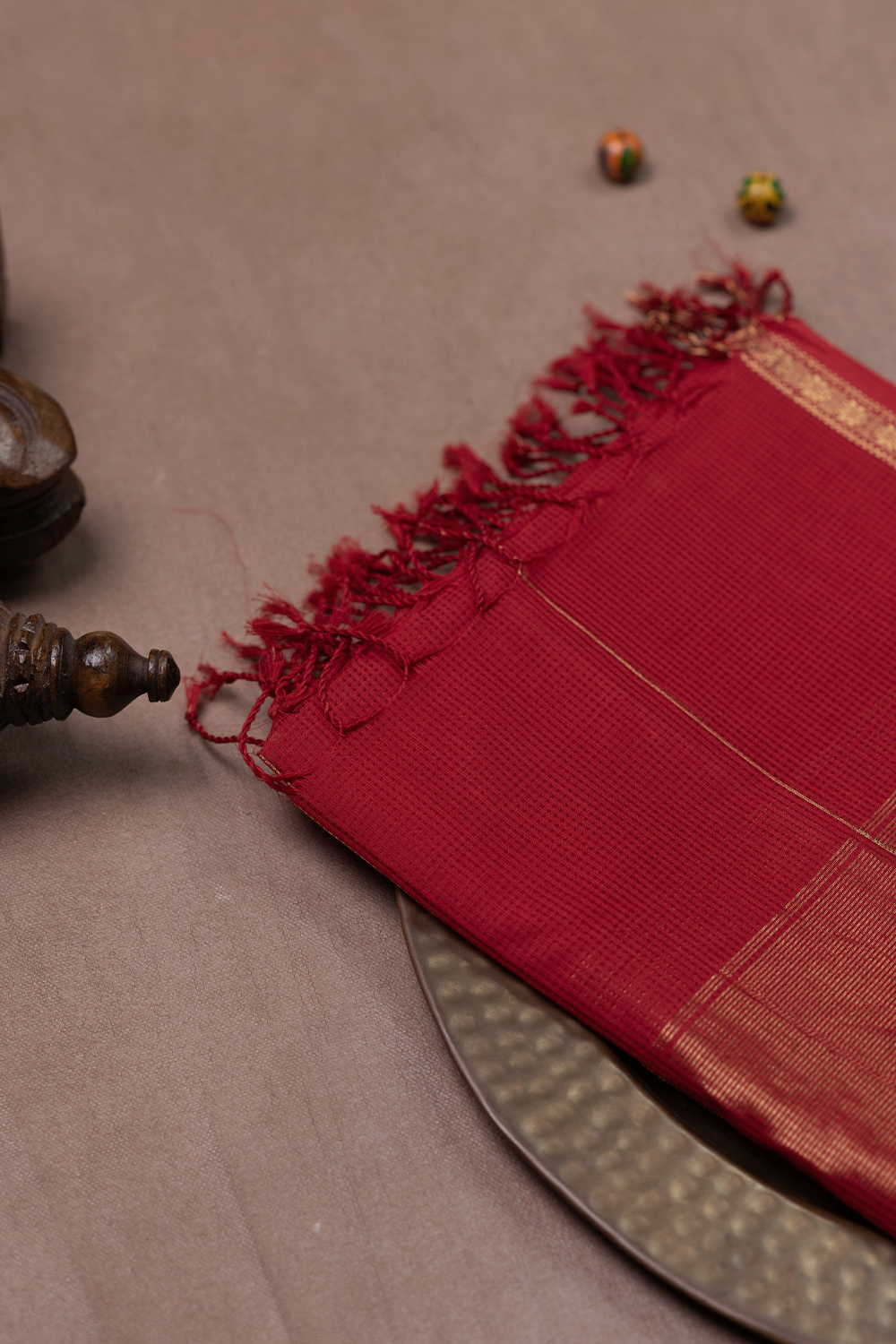 Bright Red Maheshwari Silk Cotton Dupatta