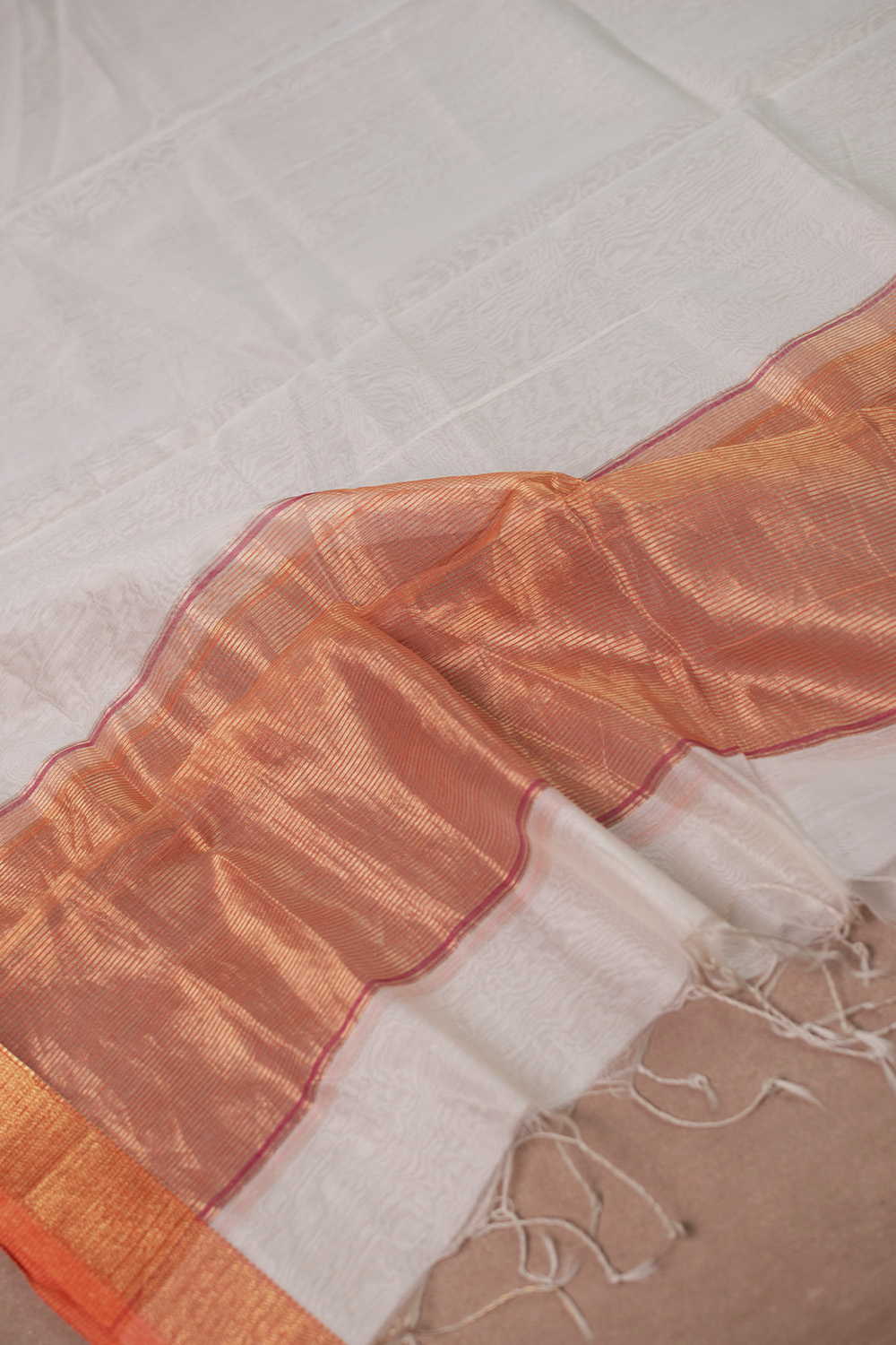 Cream - Maheshwari Silk Cotton Dupatta - Image 4