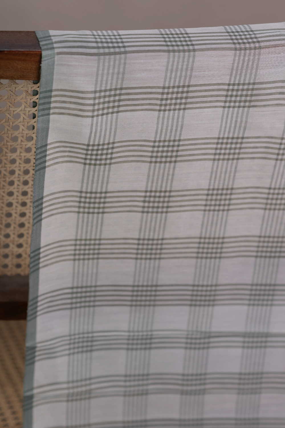 Classic Grid Pattern Maheshwari Silk Cotton Fabric