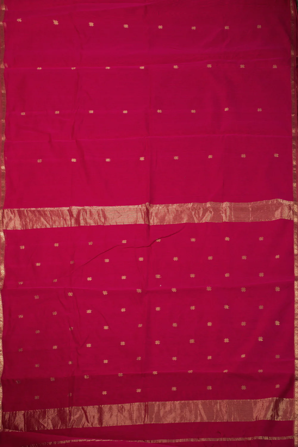 Dark Pink Maheshwari Silk Cotton Saree - Image 2