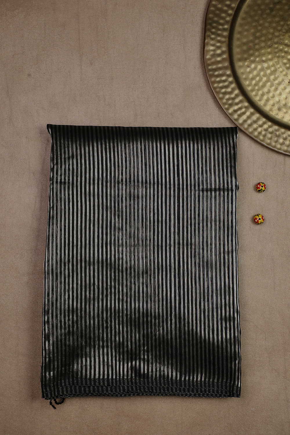 Black & Silver Stripe Maheshwari Silk Cotton Saree