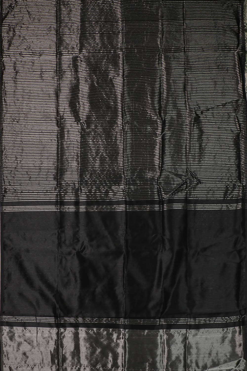 Black & Silver Stripe Maheshwari Silk Cotton Saree - Image 2