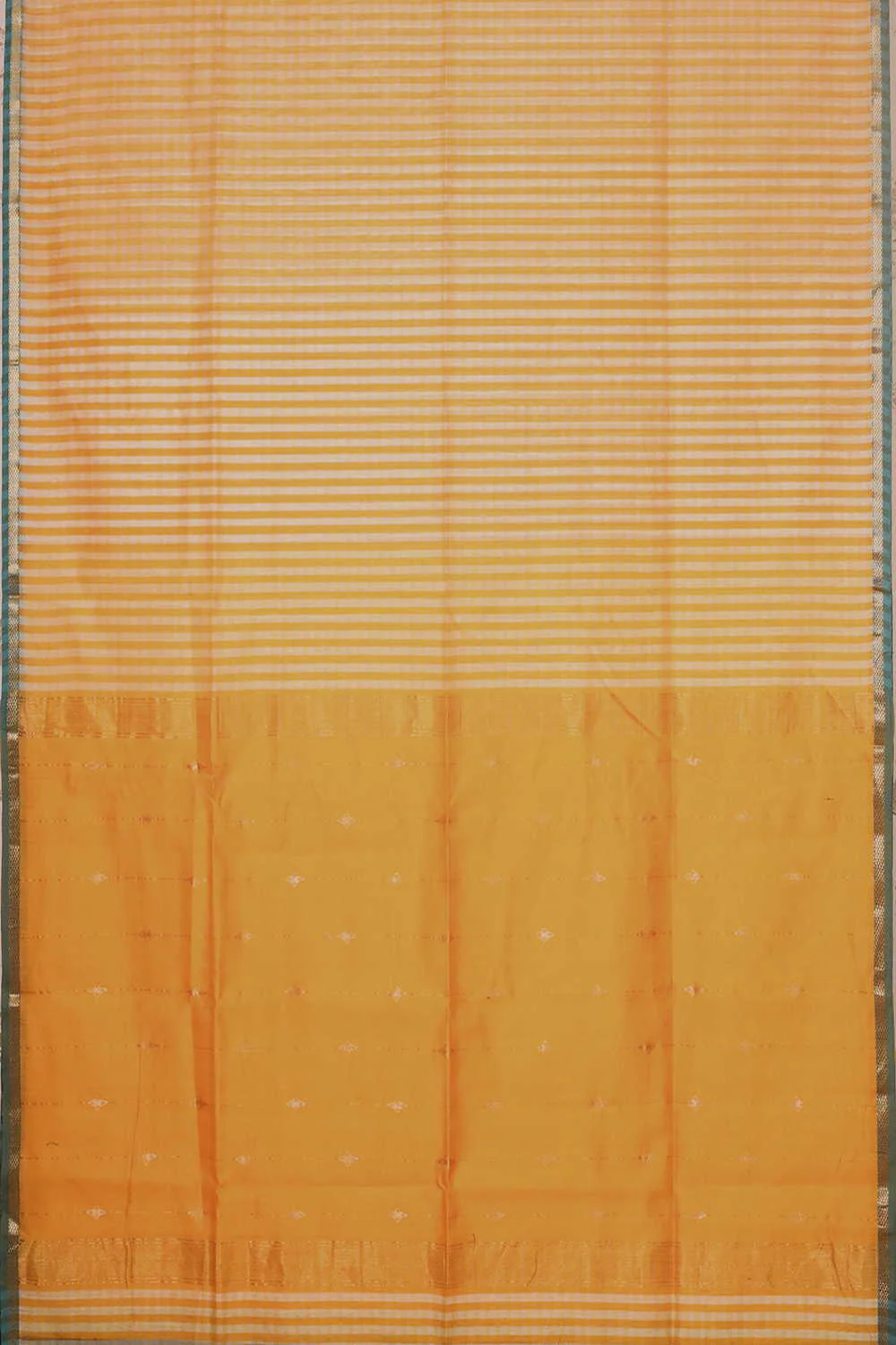 Yellow & Cream Checks Maheshwari Silk Cotton saree - Image 2