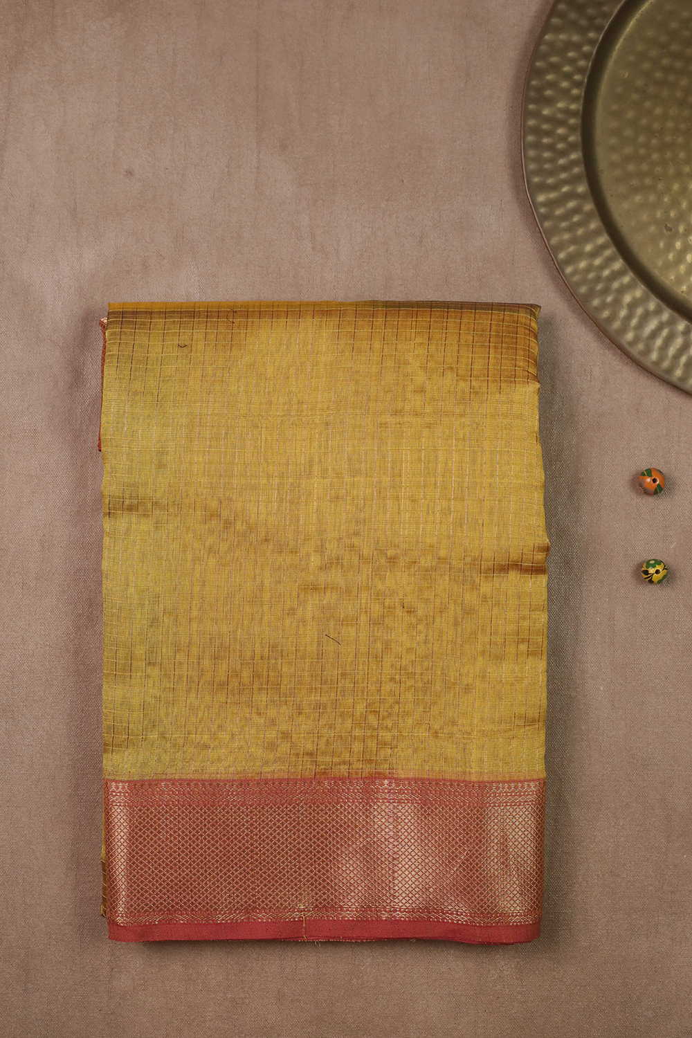Amber Glow Maheshwari Silk Cotton saree with Zari Border