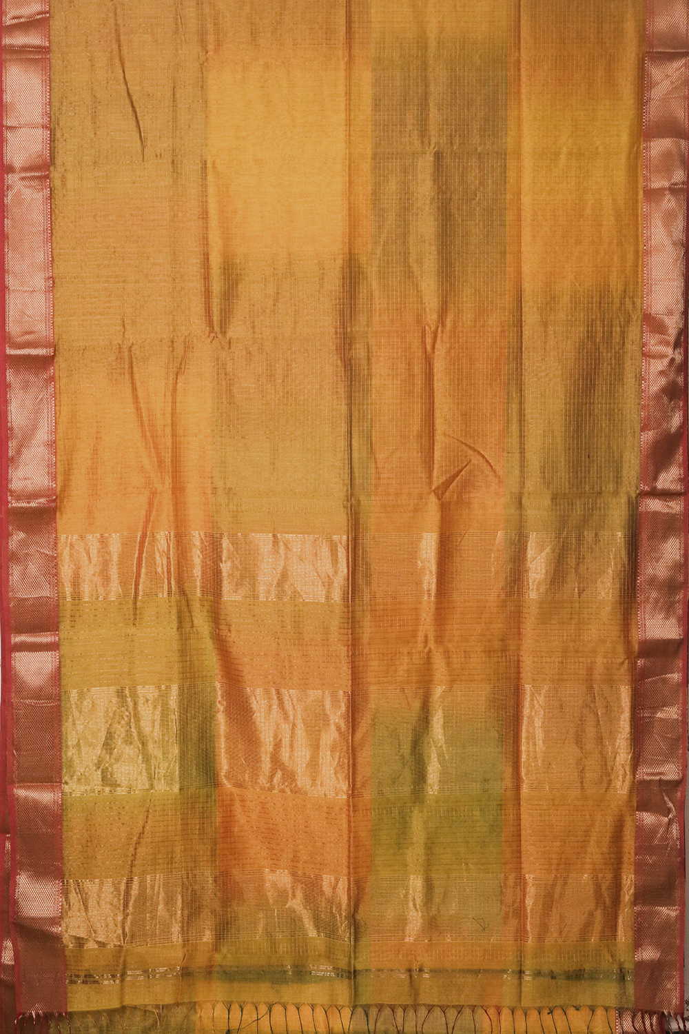 Amber Glow Maheshwari Silk Cotton saree with Zari Border - Image 2