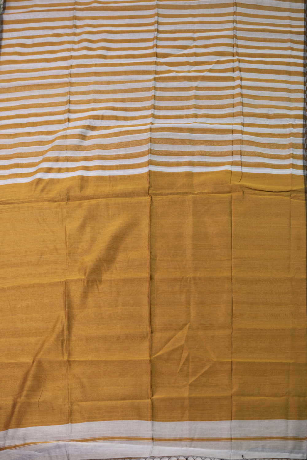 Stripe Mustard Maheshwari Silk Cotton saree - Image 2