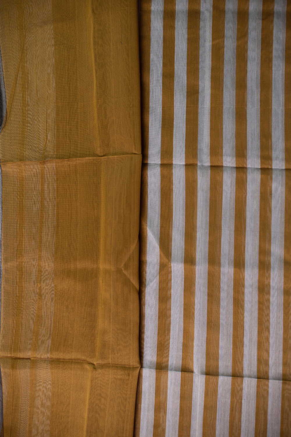 Stripe Mustard Maheshwari Silk Cotton saree - Image 4