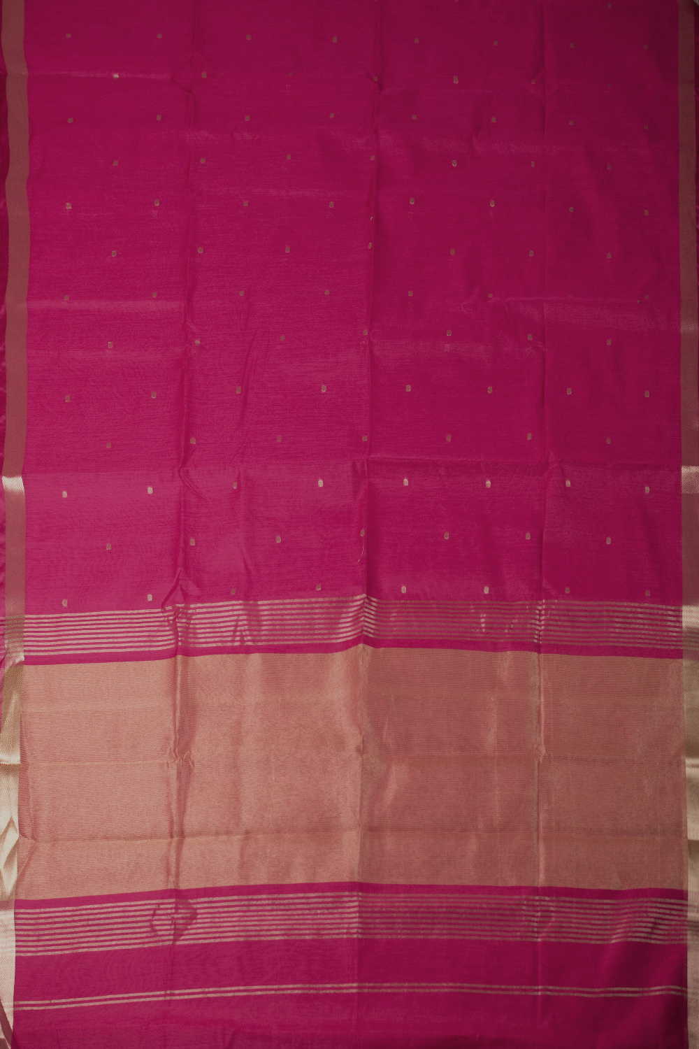 Royal Pink with Zari Butti Maheshwari Silk Cotton saree - Image 2