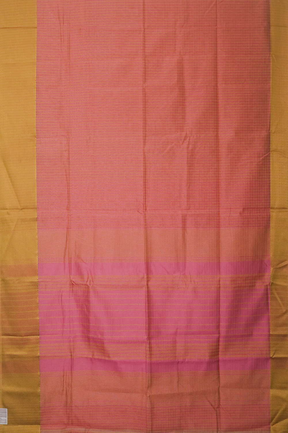 Pink Checks with Yellow Border Maheshwari Saree - Image 2