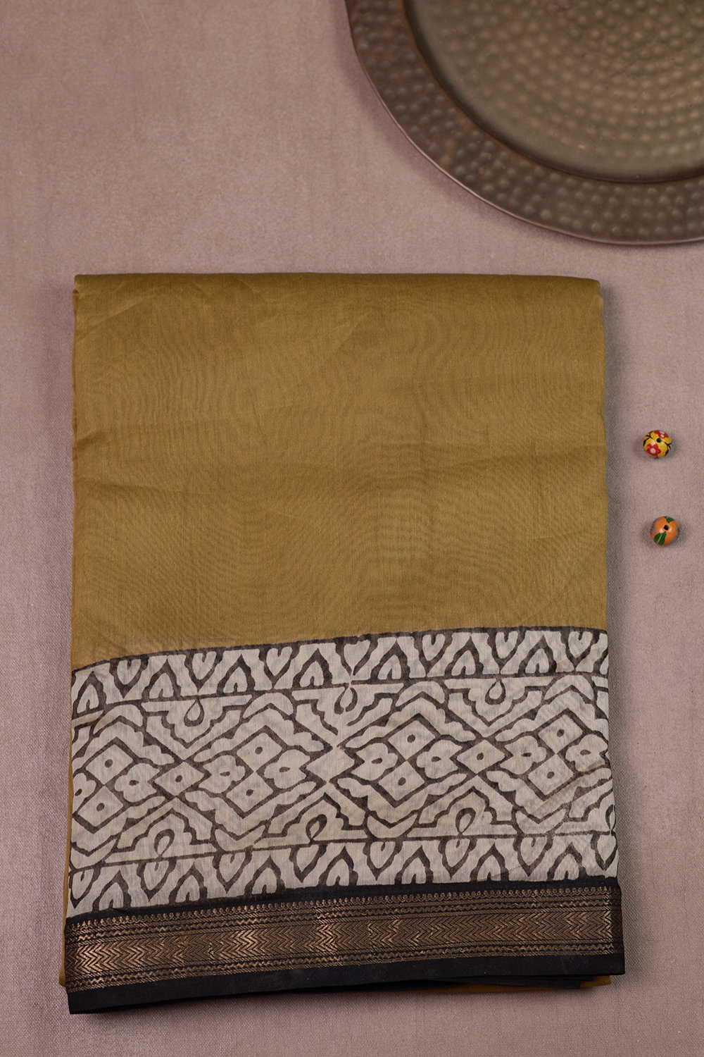 Yellow Maheshwari Silk Cotton saree