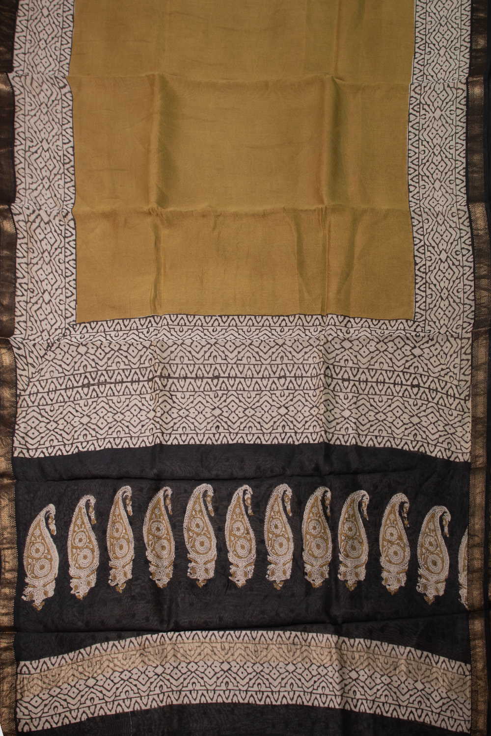 Yellow Maheshwari Silk Cotton saree - Image 2