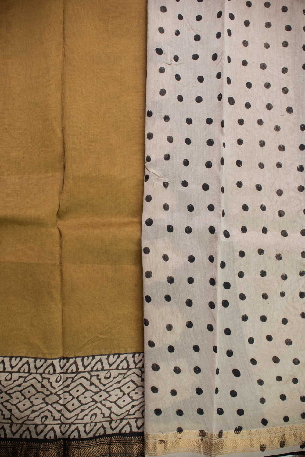 Yellow Maheshwari Silk Cotton saree - Image 4